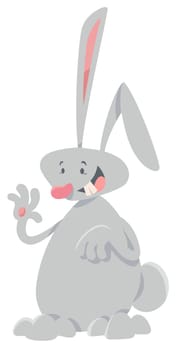 Cartoon Illustration of Happy Rabbit or Bunny Animal Character