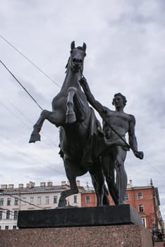 Saint-Petersburg, Russia - August 12, 2016: Statues and monuments of St. Petersburg. City St. Petersburg architecture. Sculptures in style