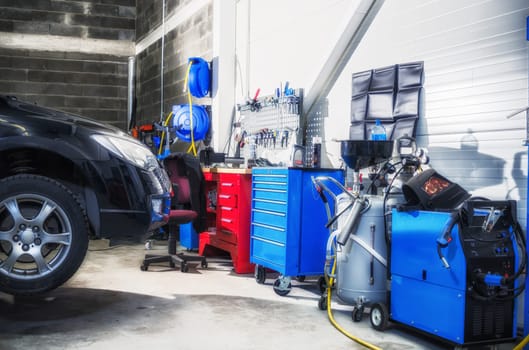 Garage, workshop on repair and maintenance of vehicles