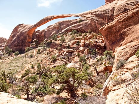 Nature National Park, Utah. The landscape and rocks. Roads and propinki Park, Utah.