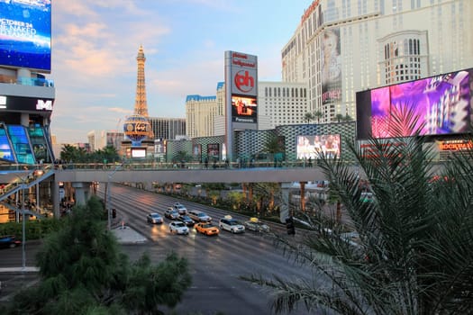 Las Vegas, USA - 15 July 2013: Walking in Las Vegas. City streets. Commercial and private buildings. Street life.