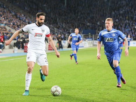 Adriano Grimaldi (Preußen Münster left) and Richard Weil (1.FC Magdeburg re.) at 3rd league season 2016/2017 Point game 1.FCM against SC Preußen Münster