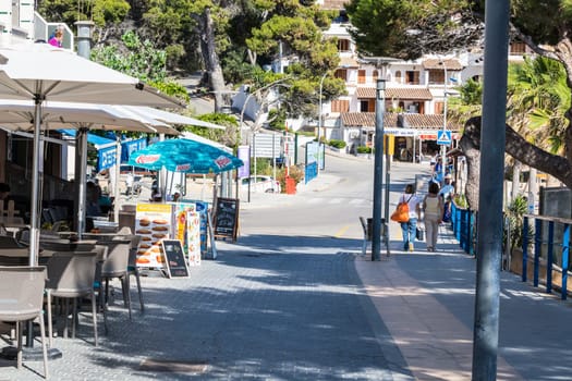 Sant Elm,Mallorca,Spain - June 04,2016: . Sant Elm City,charming little shopping street in the small town of San Telmo,Mallorca,Spain..