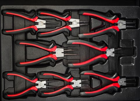 Toolbox in the workshop, close-up