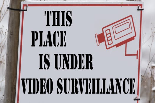 Note Sign with inscription in German "This construction site is being monitored video""."