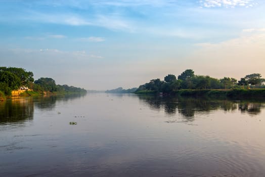 Early morning view of the Magdalena River in Mompox, Colombia