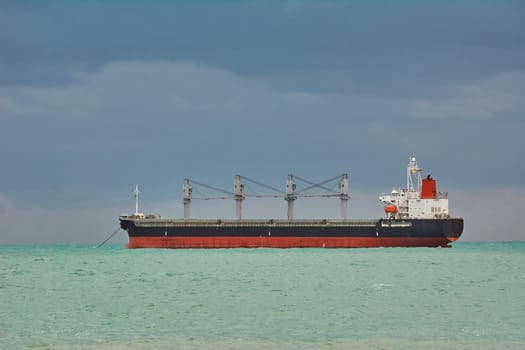 Dry Cargo Ship at Anchorage in Black Sea
