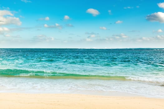 Sandy tropical beach at sunny day.  Mauritius