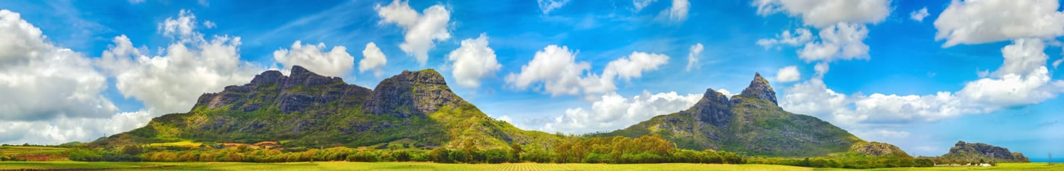 View of a mountains. Mauritius island. Panorama