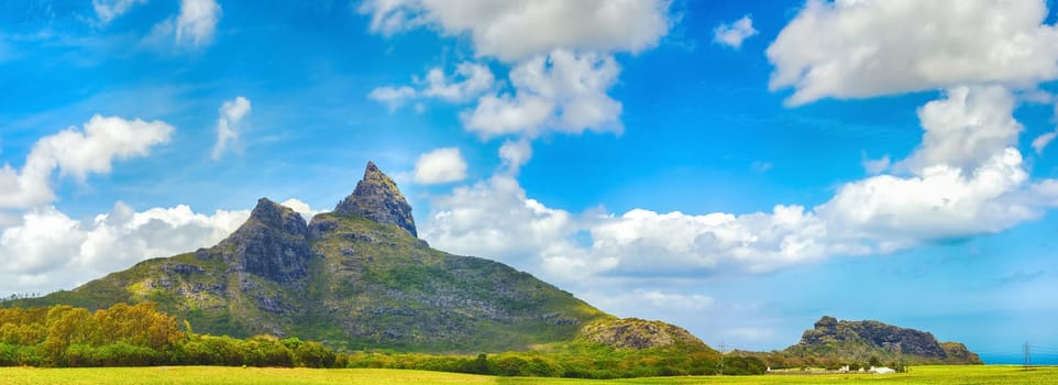 View of a mountains. Mauritius island. Panorama