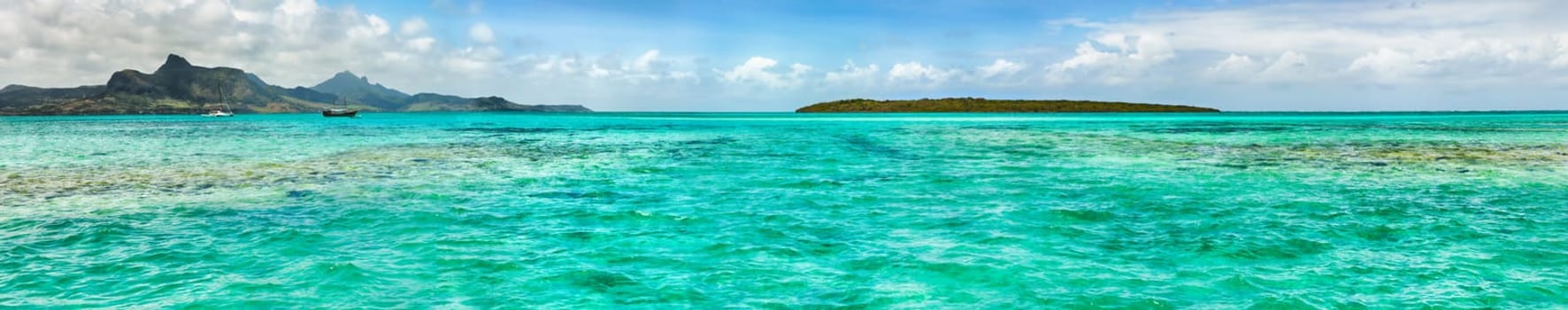 View of a sea at day time. Mauritius island. Panorama