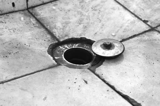 Dirty old sink in black and white theme