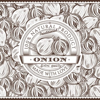 Label on seamless pattern in vintage style.