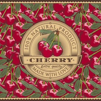 Label on seamless pattern in vintage style.