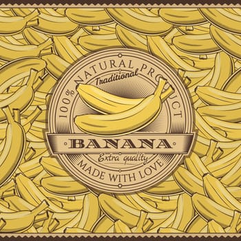 Label on seamless pattern in vintage style.