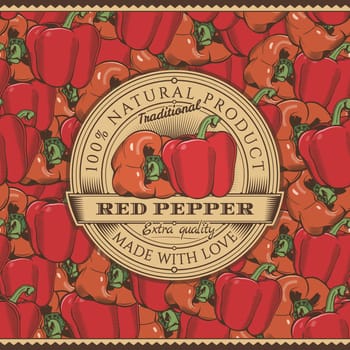 Label on seamless pattern in vintage style.