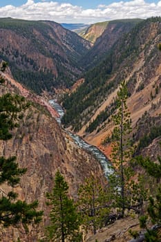 Yellowstone River Cutting through the Lower Yellowstone Canyon in Yellowstone National Park in Wyoming