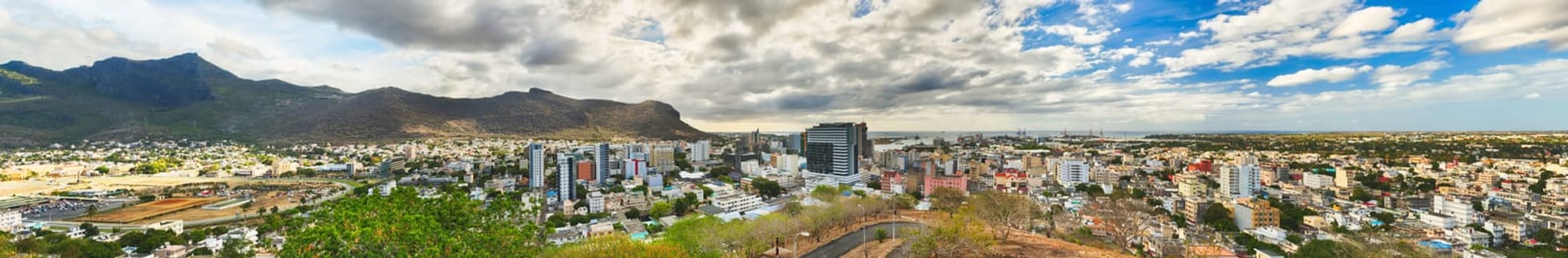 Panoramic view of Port Louis from the Fort Adelaide, Mauritius