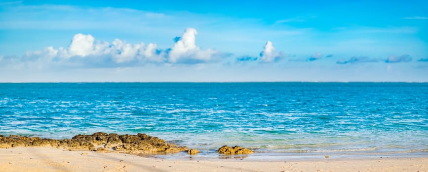 Amazing Pointe d'Esny beach on the South East Coast of Mauritius. Panorama