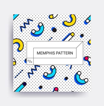 Design poster. Bright vector illustrations with geometric elements, memphis figure for interior, website banner template, social media, email, print, ads, promotional material
