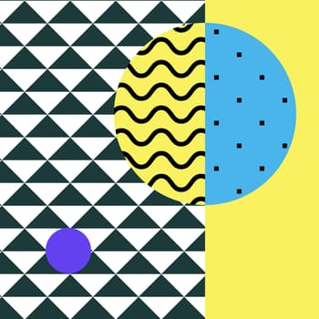 Festive Background in Neo Memphis Style Colorful Decorative Wallpaper with Simple Editable Bold Block Bright Color positive digital print
