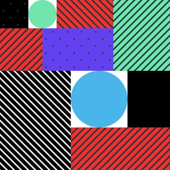 Festive Background in Neo Memphis Style Colorful Decorative Wallpaper with Simple Editable Bold Block Bright Color positive digital print