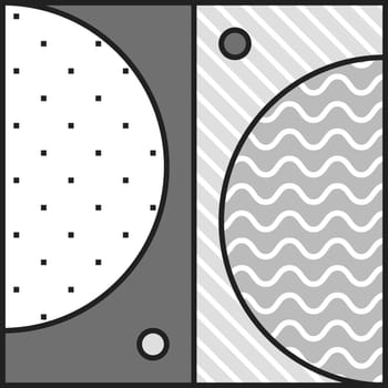 Festive Background in Neo Memphis Style Monochrome Decorative Wallpaper with Simple Editable Bold Block Black and white