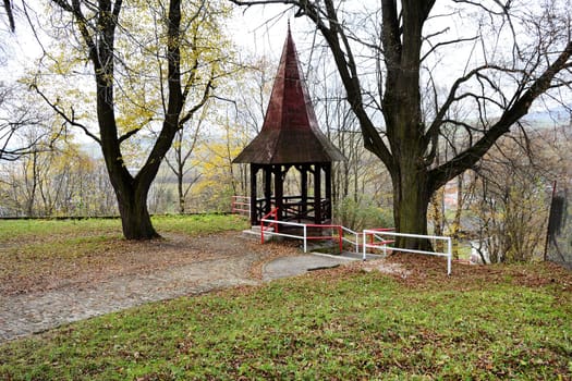 Old lookout in autumn park
