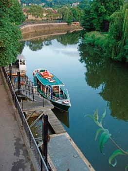 River Avon with boat in Bath, UK