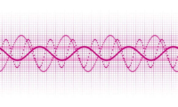 a pink sound wave on white background