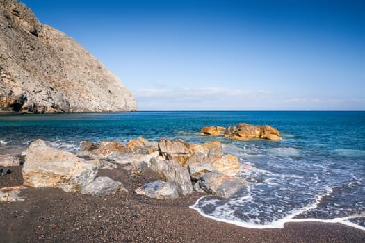 The beach of the island of Santorini in Greece