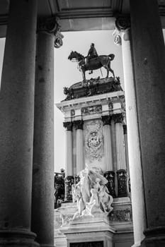 Monument Over the columns. City Park Madrid