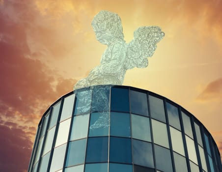 angel on business against blue sky