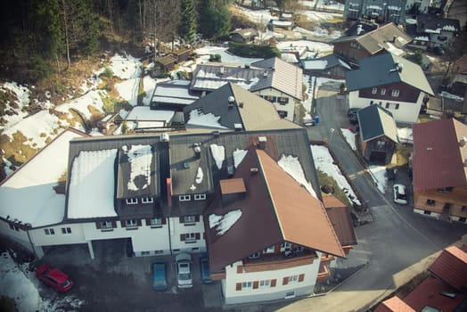 aerial view of small town in europe