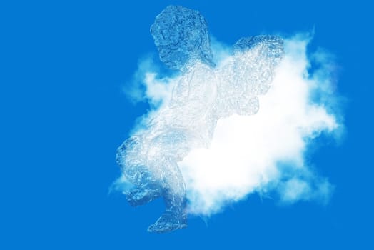 angel on the clouds against blue sky