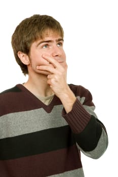 young casual man portrait in white background