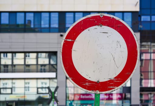 Traffic sign in the city centre of Magdeburg