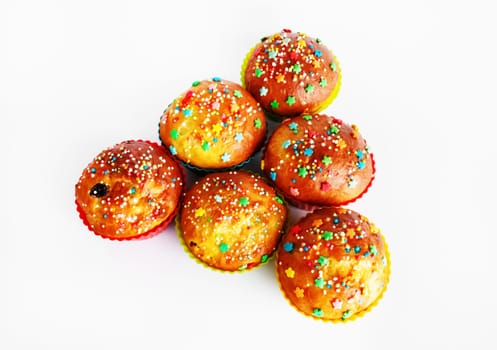 Tasty homemade muffins. Appetizing delicious sweet cupcakes.