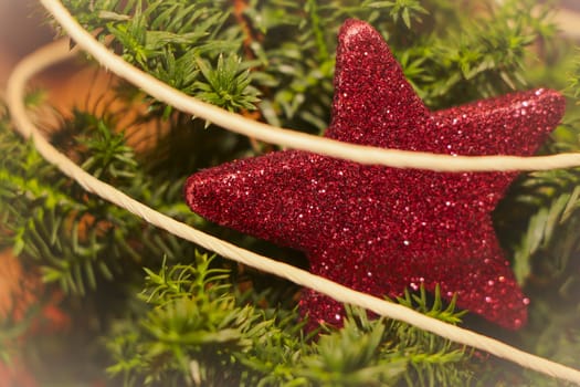Macro closeup of the wonderful glowing xmas symbol.