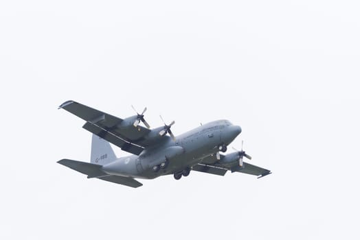 LEEUWARDEN, NETHERLANDS - JUNE 6, 2016: Dutch Air Force Lockheed C-130H-30 Hercules (L-382) [G-273] during a demonstration at the Royal Netherlands Air Force Days