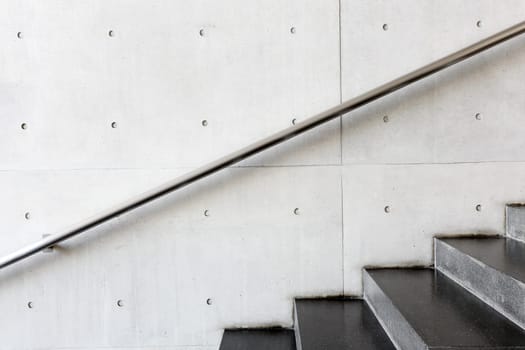 Details of railing and stairs of a modern building