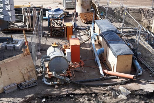 Construction site of the City Tunnel in the city centre of Magdeburg