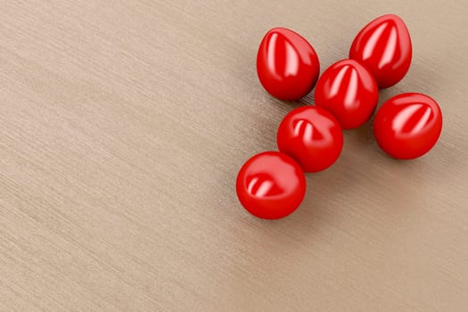 Easter decoration with a red eggs in form of christian cross