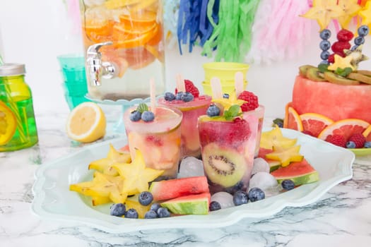 Homemade popsicles with colorful fruits