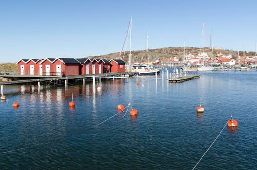 one harbour on a little island on sweden west-coast