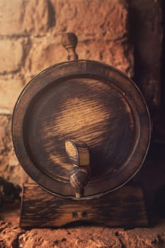 Homemade barrels in the wine cellar