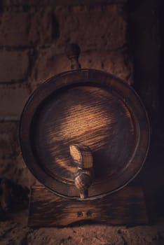 Homemade barrels in the wine cellar