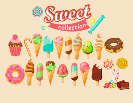 Set of Sweet food icon. Vector illustration.