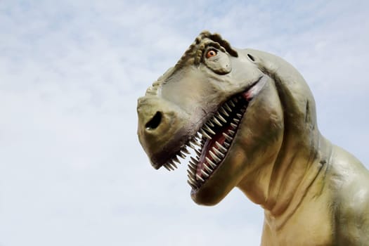 Tyrannosaurus rex dinosaur and sky background