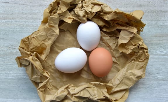 Organic eggs on paper bag